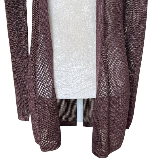 White House Black Market Women’s Open Knit Net Shimmer Cardigan Size XS Brown - Picture 5 of 10
